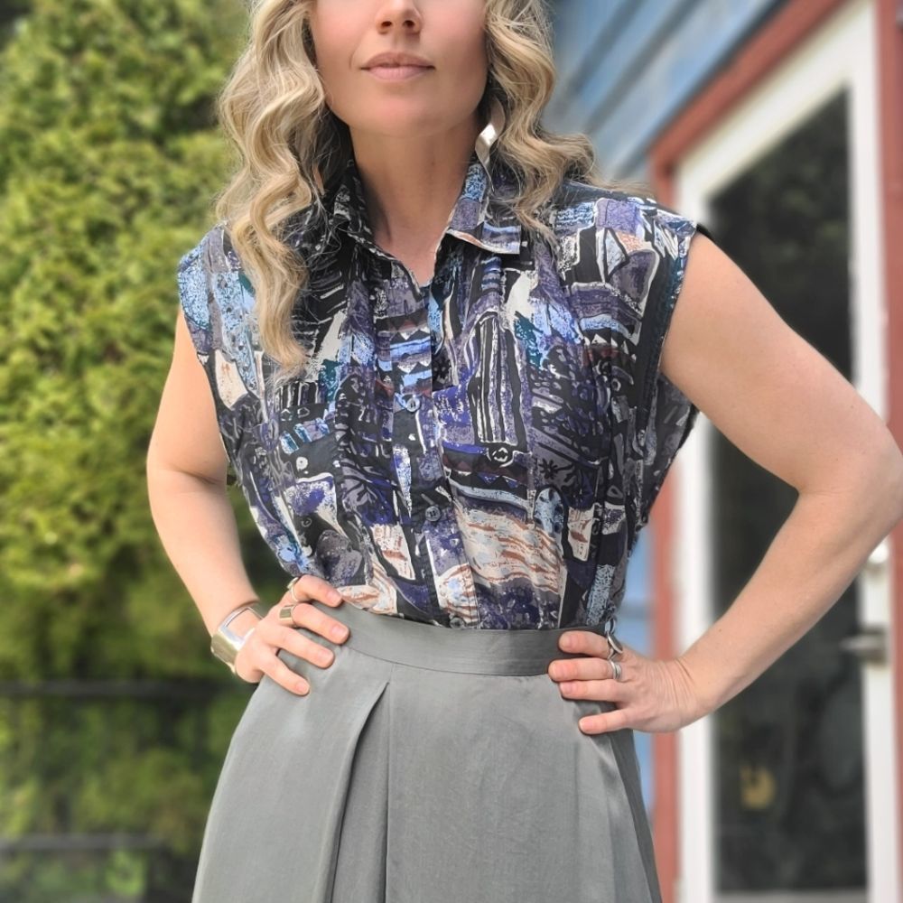 Vintage Multicolor Abstract Blouse